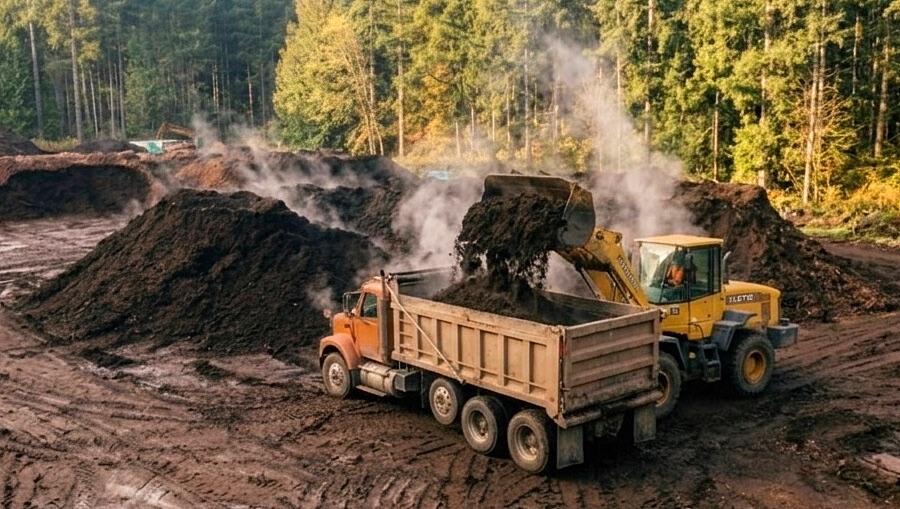 SeaCoast bulk compost yard in Charleston, Oregon